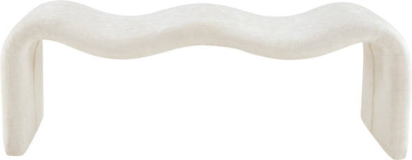 Meridian Furniture Willow Upholstered Bench with Iron Frame for Bedroom Entryway or Living Room Accent Seating Chenille Fabric Cream 22098Cream