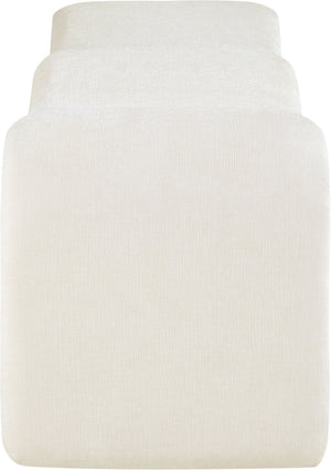 Meridian Furniture Willow Upholstered Bench with Iron Frame for Bedroom Entryway or Living Room Accent Seating Chenille Fabric Cream 22098Cream