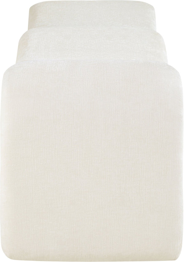 Meridian Furniture Willow Upholstered Bench with Iron Frame for Bedroom Entryway or Living Room Accent Seating Chenille Fabric Cream 22098Cream
