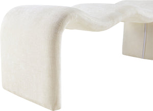 Meridian Furniture Willow Upholstered Bench with Iron Frame for Bedroom Entryway or Living Room Accent Seating Chenille Fabric Cream 22098Cream