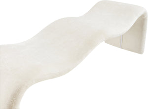 Meridian Furniture Willow Upholstered Bench with Iron Frame for Bedroom Entryway or Living Room Accent Seating Chenille Fabric Cream 22098Cream
