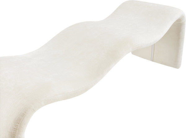 Meridian Furniture Willow Upholstered Bench with Iron Frame for Bedroom Entryway or Living Room Accent Seating Chenille Fabric Cream 22098Cream