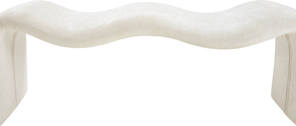 Meridian Furniture Willow Upholstered Bench with Iron Frame for Bedroom Entryway or Living Room Accent Seating Chenille Fabric Cream 22098Cream