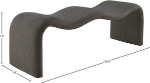 Meridian Furniture Willow Upholstered Bench with Iron Frame for Bedroom Entryway or Living Room Accent Seating Chenille Fabric Grey 22098Grey