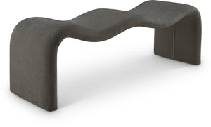 Meridian Furniture Willow Upholstered Bench with Iron Frame for Bedroom Entryway or Living Room Accent Seating Chenille Fabric Grey 22098Grey
