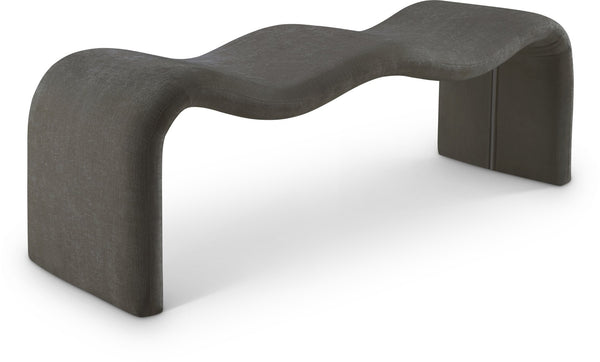 Meridian Furniture Willow Upholstered Bench with Iron Frame for Bedroom Entryway or Living Room Accent Seating Chenille Fabric Grey 22098Grey