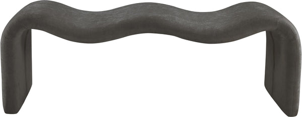Meridian Furniture Willow Upholstered Bench with Iron Frame for Bedroom Entryway or Living Room Accent Seating Chenille Fabric Grey 22098Grey