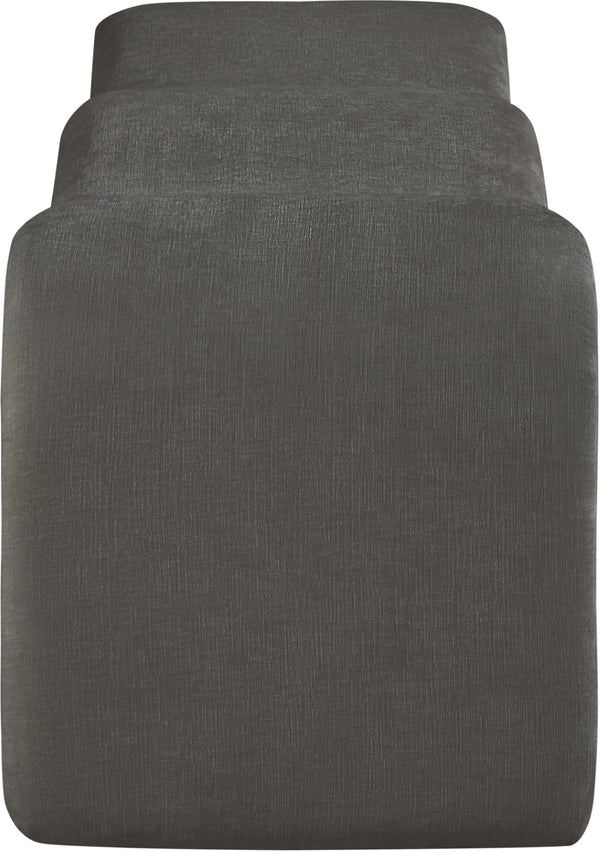Meridian Furniture Willow Upholstered Bench with Iron Frame for Bedroom Entryway or Living Room Accent Seating Chenille Fabric Grey 22098Grey