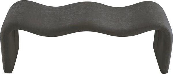 Meridian Furniture Willow Upholstered Bench with Iron Frame for Bedroom Entryway or Living Room Accent Seating Chenille Fabric Grey 22098Grey