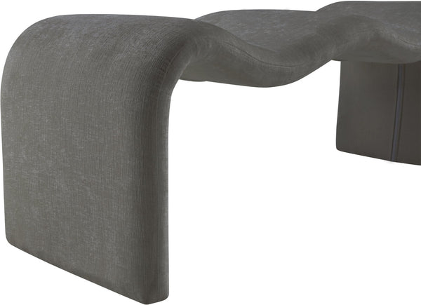 Meridian Furniture Willow Upholstered Bench with Iron Frame for Bedroom Entryway or Living Room Accent Seating Chenille Fabric Grey 22098Grey