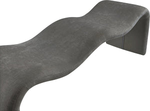 Meridian Furniture Willow Upholstered Bench with Iron Frame for Bedroom Entryway or Living Room Accent Seating Chenille Fabric Grey 22098Grey