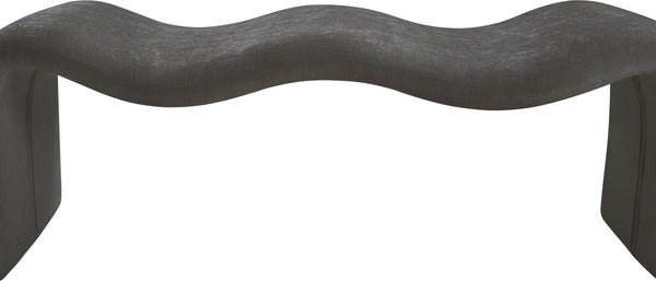 Meridian Furniture Willow Upholstered Bench with Iron Frame for Bedroom Entryway or Living Room Accent Seating Chenille Fabric Grey 22098Grey