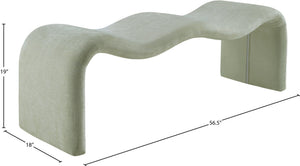 Meridian Furniture Willow Upholstered Bench with Iron Frame for Bedroom Entryway or Living Room Accent Seating Chenille Fabric Mint 22098Mint