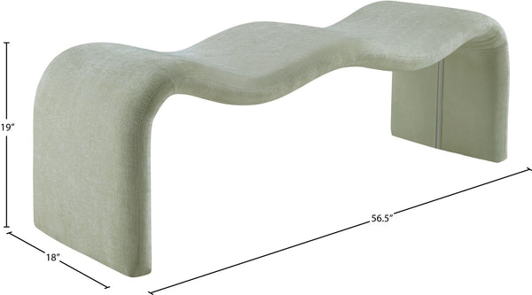 Meridian Furniture Willow Upholstered Bench with Iron Frame for Bedroom Entryway or Living Room Accent Seating Chenille Fabric Mint 22098Mint