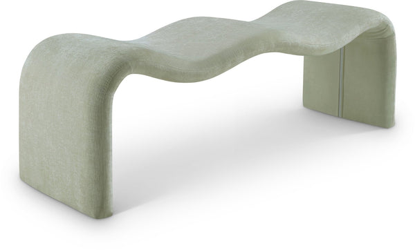 Meridian Furniture Willow Upholstered Bench with Iron Frame for Bedroom Entryway or Living Room Accent Seating Chenille Fabric Mint 22098Mint