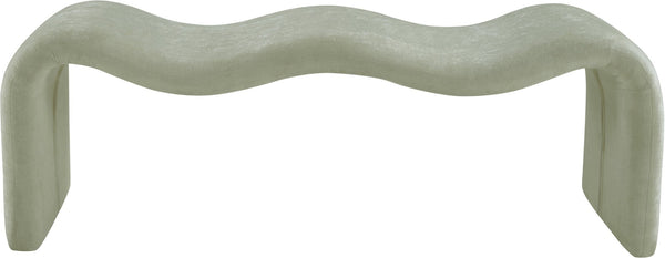 Meridian Furniture Willow Upholstered Bench with Iron Frame for Bedroom Entryway or Living Room Accent Seating Chenille Fabric Mint 22098Mint