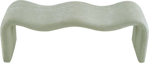 Meridian Furniture Willow Upholstered Bench with Iron Frame for Bedroom Entryway or Living Room Accent Seating Chenille Fabric Mint 22098Mint