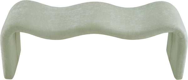 Meridian Furniture Willow Upholstered Bench with Iron Frame for Bedroom Entryway or Living Room Accent Seating Chenille Fabric Mint 22098Mint