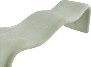 Meridian Furniture Willow Upholstered Bench with Iron Frame for Bedroom Entryway or Living Room Accent Seating Chenille Fabric Mint 22098Mint