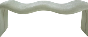 Meridian Furniture Willow Upholstered Bench with Iron Frame for Bedroom Entryway or Living Room Accent Seating Chenille Fabric Mint 22098Mint
