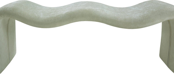 Meridian Furniture Willow Upholstered Bench with Iron Frame for Bedroom Entryway or Living Room Accent Seating Chenille Fabric Mint 22098Mint