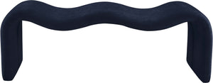 Meridian Furniture Willow Upholstered Bench with Iron Frame for Bedroom Entryway or Living Room Accent Seating Chenille Fabric Navy 22098Navy