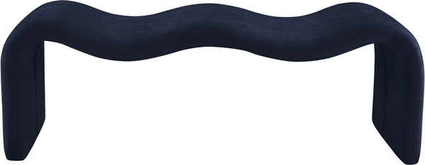 Meridian Furniture Willow Upholstered Bench with Iron Frame for Bedroom Entryway or Living Room Accent Seating Chenille Fabric Navy 22098Navy