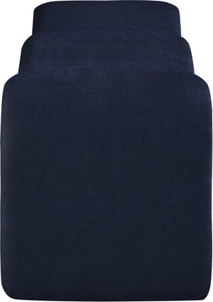Meridian Furniture Willow Upholstered Bench with Iron Frame for Bedroom Entryway or Living Room Accent Seating Chenille Fabric Navy 22098Navy