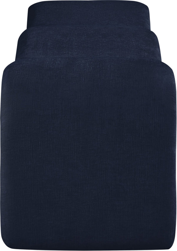 Meridian Furniture Willow Upholstered Bench with Iron Frame for Bedroom Entryway or Living Room Accent Seating Chenille Fabric Navy 22098Navy