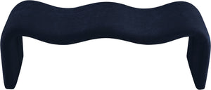 Meridian Furniture Willow Upholstered Bench with Iron Frame for Bedroom Entryway or Living Room Accent Seating Chenille Fabric Navy 22098Navy