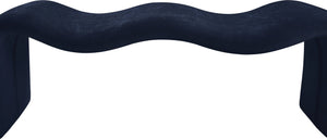 Meridian Furniture Willow Upholstered Bench with Iron Frame for Bedroom Entryway or Living Room Accent Seating Chenille Fabric Navy 22098Navy