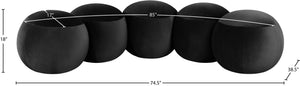 Meridian Furniture Apollo Art Deco Velvet Upholstered Bench with Circular Cushions for Bedroom Entryway 22099Black
