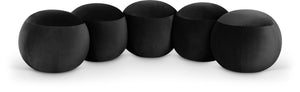 Meridian Furniture Apollo Art Deco Velvet Upholstered Bench with Circular Cushions for Bedroom Entryway 22099Black