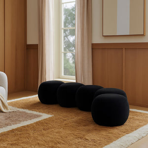 Meridian Furniture Apollo Art Deco Velvet Upholstered Bench with Circular Cushions for Bedroom Entryway 22099Black