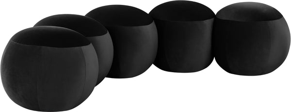 Meridian Furniture Apollo Art Deco Velvet Upholstered Bench with Circular Cushions for Bedroom Entryway 22099Black