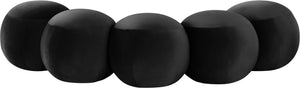 Meridian Furniture Apollo Art Deco Velvet Upholstered Bench with Circular Cushions for Bedroom Entryway 22099Black