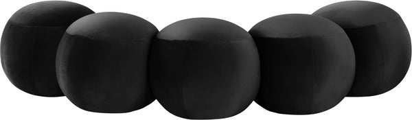 Meridian Furniture Apollo Art Deco Velvet Upholstered Bench with Circular Cushions for Bedroom Entryway 22099Black