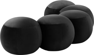 Meridian Furniture Apollo Art Deco Velvet Upholstered Bench with Circular Cushions for Bedroom Entryway 22099Black