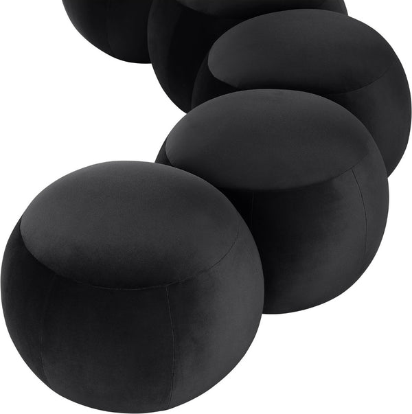 Meridian Furniture Apollo Art Deco Velvet Upholstered Bench with Circular Cushions for Bedroom Entryway 22099Black