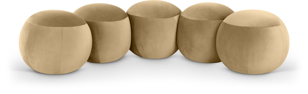 Meridian Furniture Apollo Art Deco Velvet Upholstered Bench with Plush Foam Seat for Bedroom Entryway 22099Camel