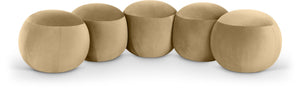 Meridian Furniture Apollo Art Deco Velvet Upholstered Bench with Plush Foam Seat for Bedroom Entryway 22099Camel