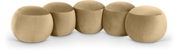 Meridian Furniture Apollo Art Deco Velvet Upholstered Bench with Plush Foam Seat for Bedroom Entryway 22099Camel