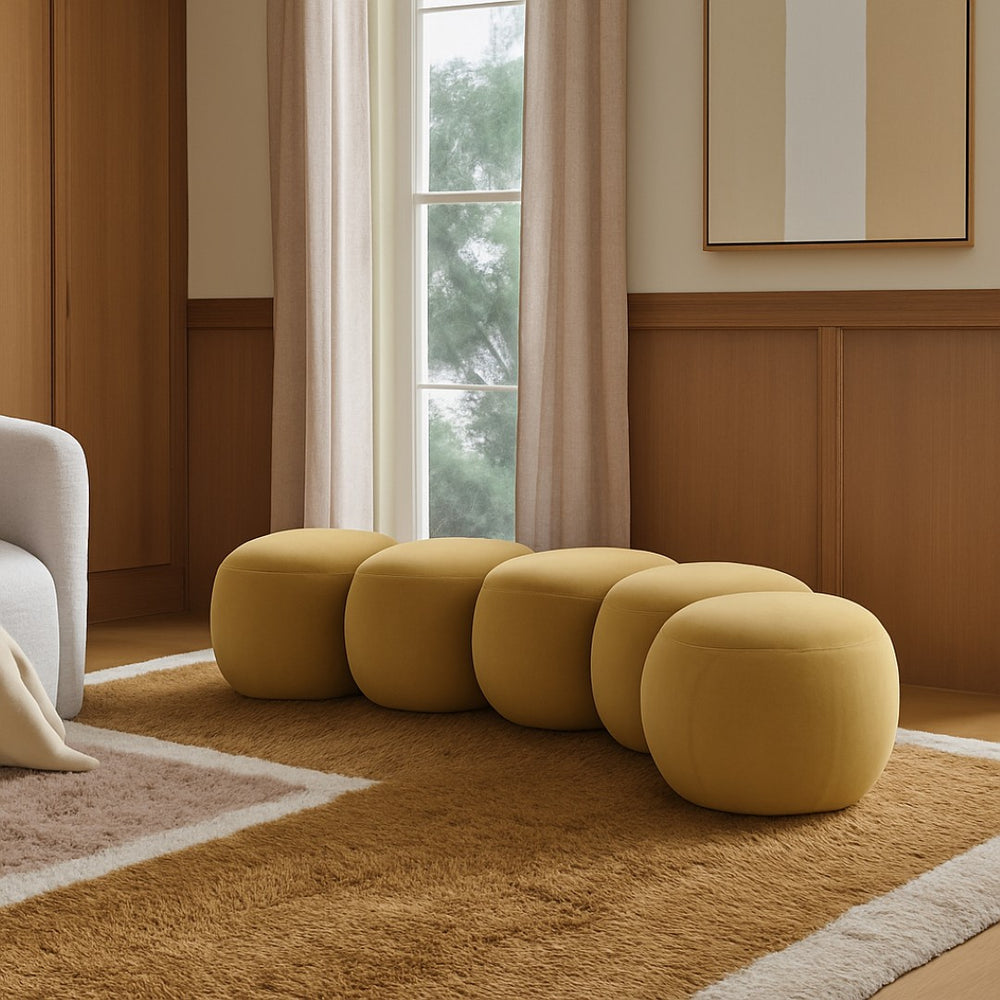 Meridian Furniture Apollo Art Deco Velvet Upholstered Bench with Plush Foam Seat for Bedroom Entryway 22099Camel