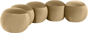 Meridian Furniture Apollo Art Deco Velvet Upholstered Bench with Plush Foam Seat for Bedroom Entryway 22099Camel