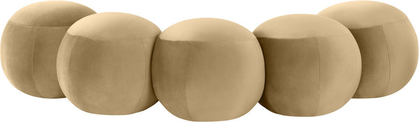 Meridian Furniture Apollo Art Deco Velvet Upholstered Bench with Plush Foam Seat for Bedroom Entryway 22099Camel