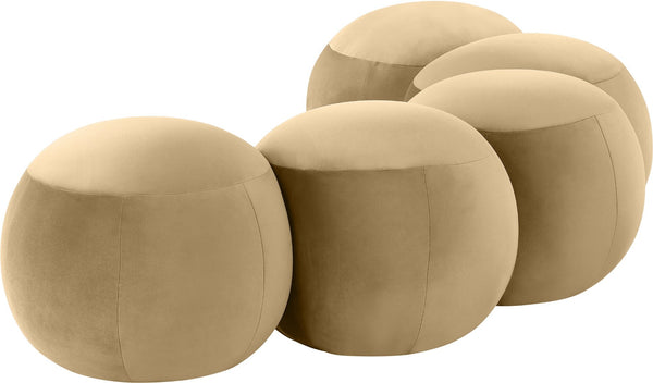 Meridian Furniture Apollo Art Deco Velvet Upholstered Bench with Plush Foam Seat for Bedroom Entryway 22099Camel