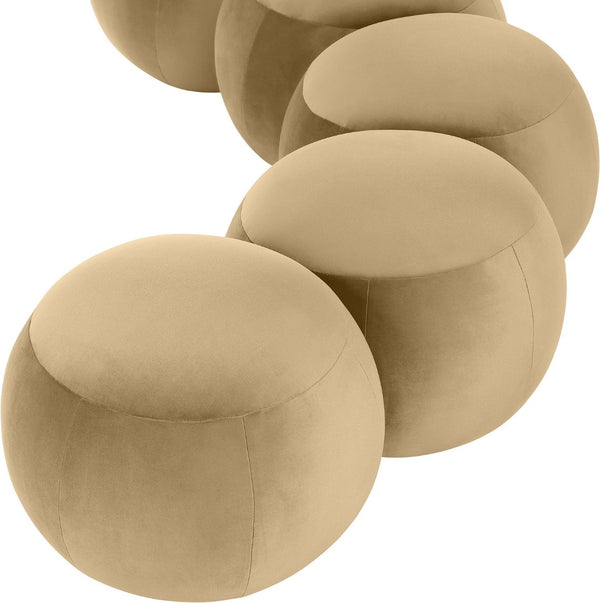 Meridian Furniture Apollo Art Deco Velvet Upholstered Bench with Plush Foam Seat for Bedroom Entryway 22099Camel