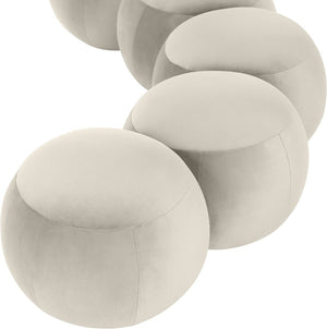 Meridian Furniture Apollo Art Deco Cream Velvet Upholstered Bench with Sculptural Circular Cushion Detail 22099Cream