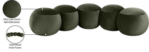 Meridian Furniture Apollo Art Deco Emerald Velvet Upholstered Bench with Sculptural Cushion Detailing 22099Green