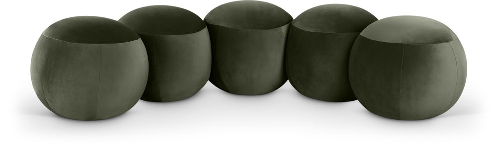 Meridian Furniture Apollo Art Deco Emerald Velvet Upholstered Bench with Sculptural Cushion Detailing 22099Green